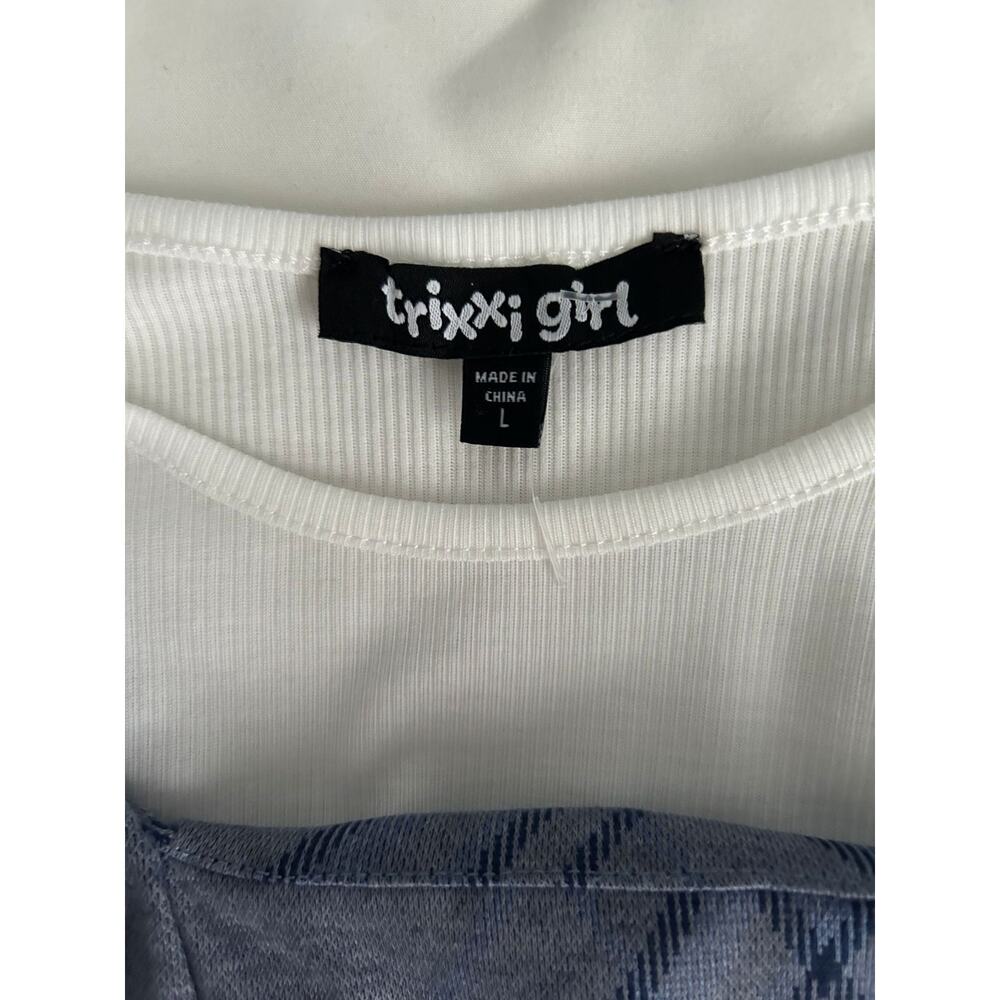 NWT Trixxi Girl 2pc Blue Plaid Pleated Skirt Jumper Rib White Shirt-Girls Large - Picture 4 of 13